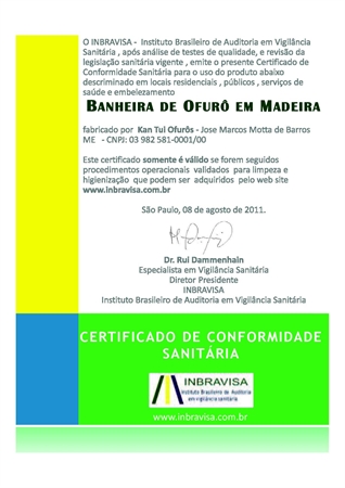 Certificado de Conformidade Sanitária